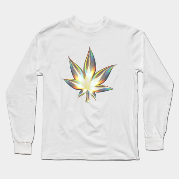 Golden Iridescent Cannabis Long Sleeve T-Shirt by dinaaaaaah